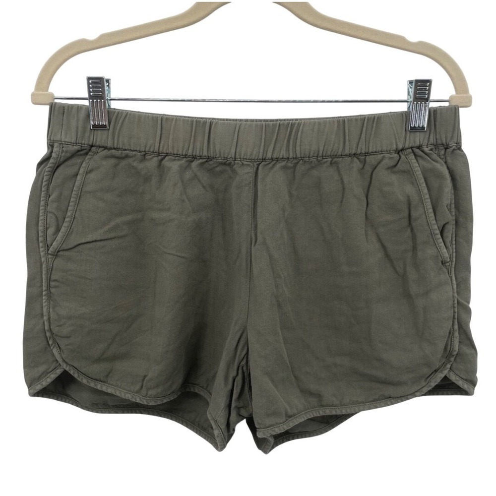 Madewell Pull On Shorts Womens Small Olive Green Elastic Waist Cotton Twill